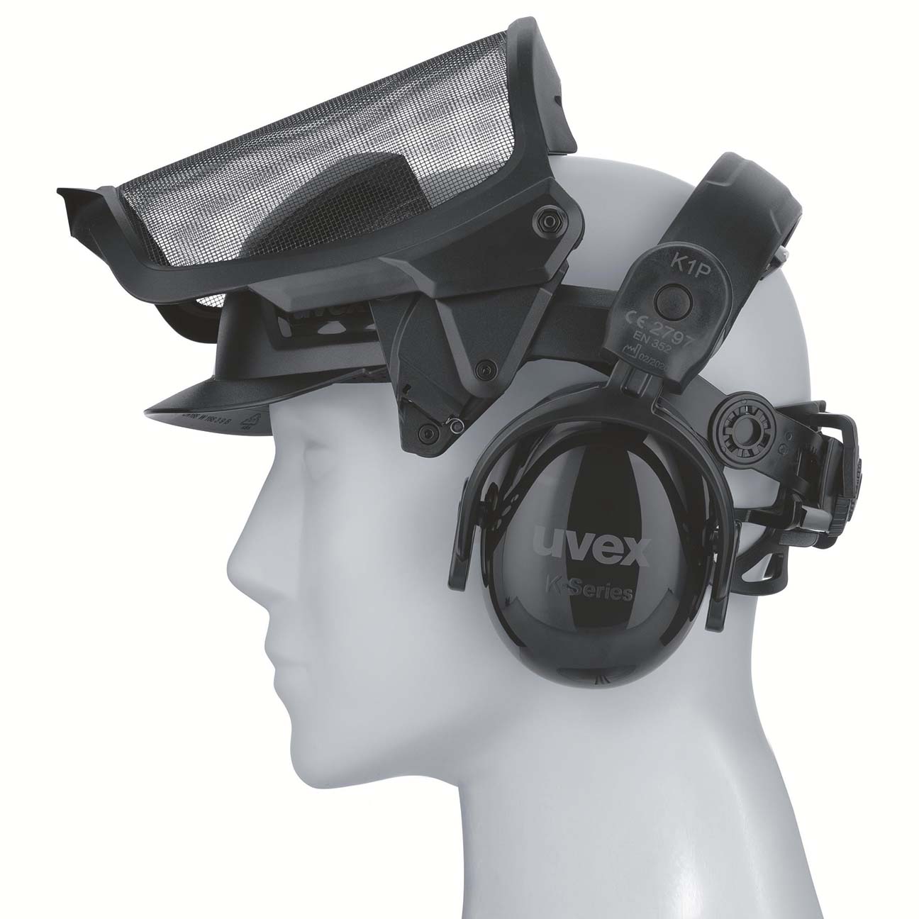 UVEX - Pheos visiera in rete e paraorecchie K1P