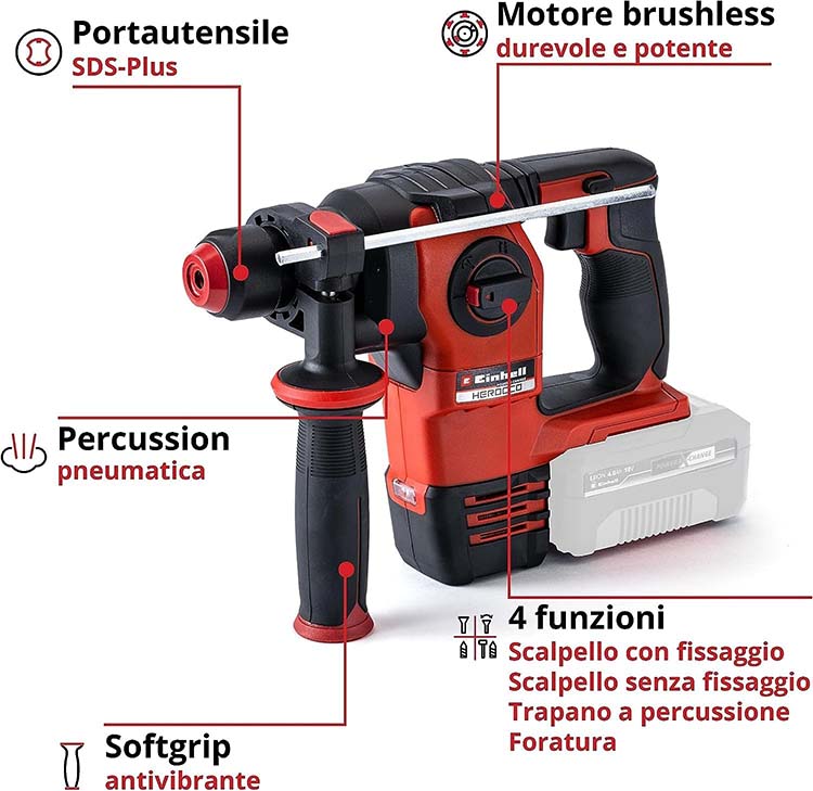 EINHELL - Tassellatore a batteria HEROCCO 18/20 Solo