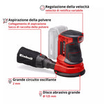 EINHELL - Smerigliatrice rotorbitale a batteria TE-RS 18 Li-Solo