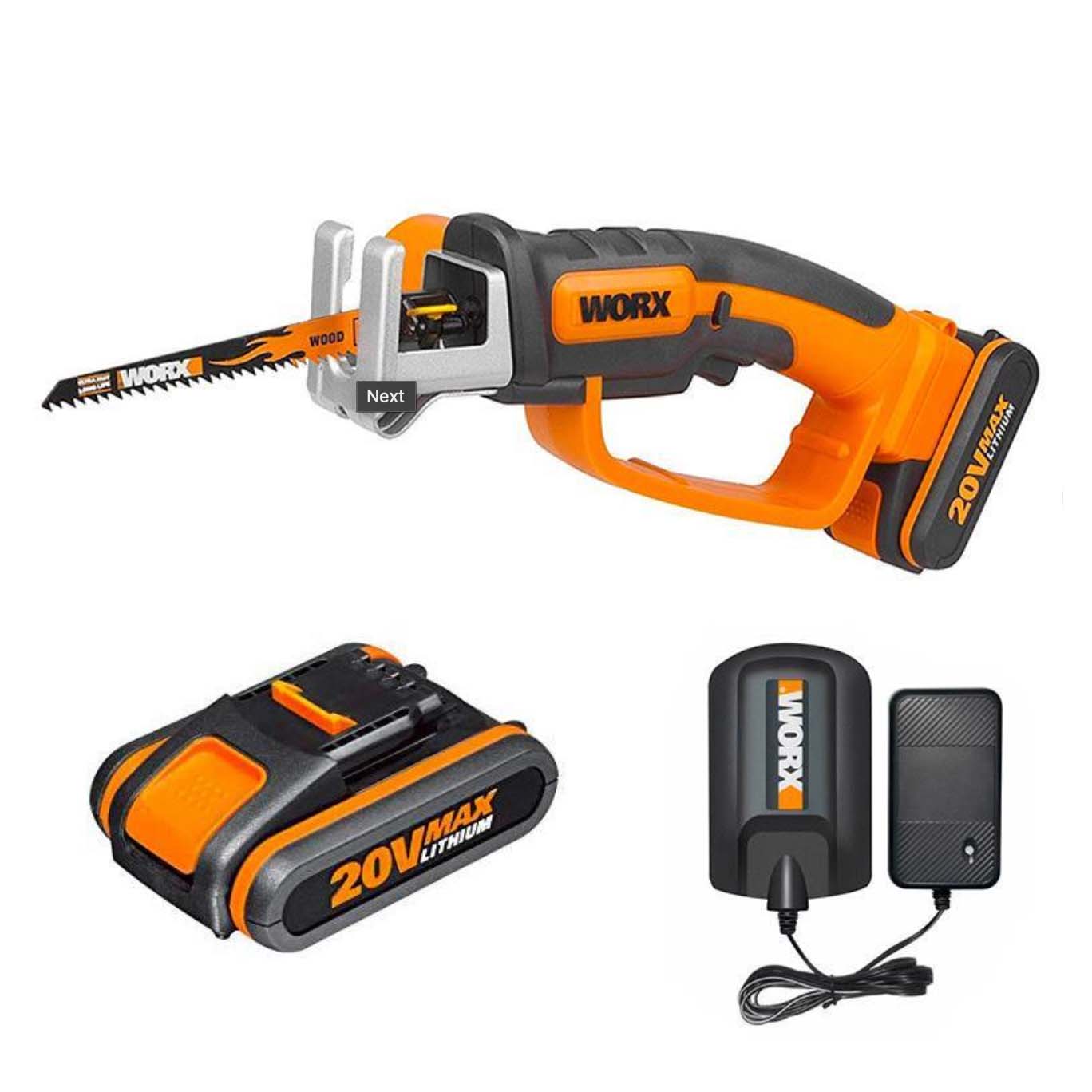 WORX - Seghetto a gattuccio a batteria WG894E (Kit)